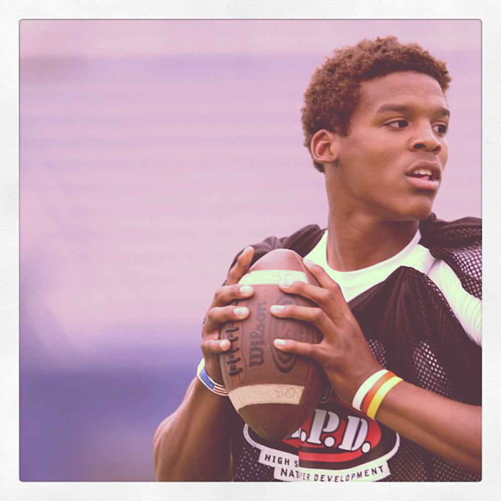 Current Carolina Panthers quarterback Cam Newton at an HSPD camp.