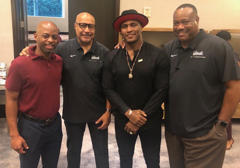 NFL staff Jamil Gittens, BCU Director of Athletics Lynn Thompson, former NFL player Stevie Baggs and BCU Sr. Assoc. AD Tony O&#x2019;Neal Baggs spoke to the BCU football team at the MEAC/SWAC Challenge 2019.